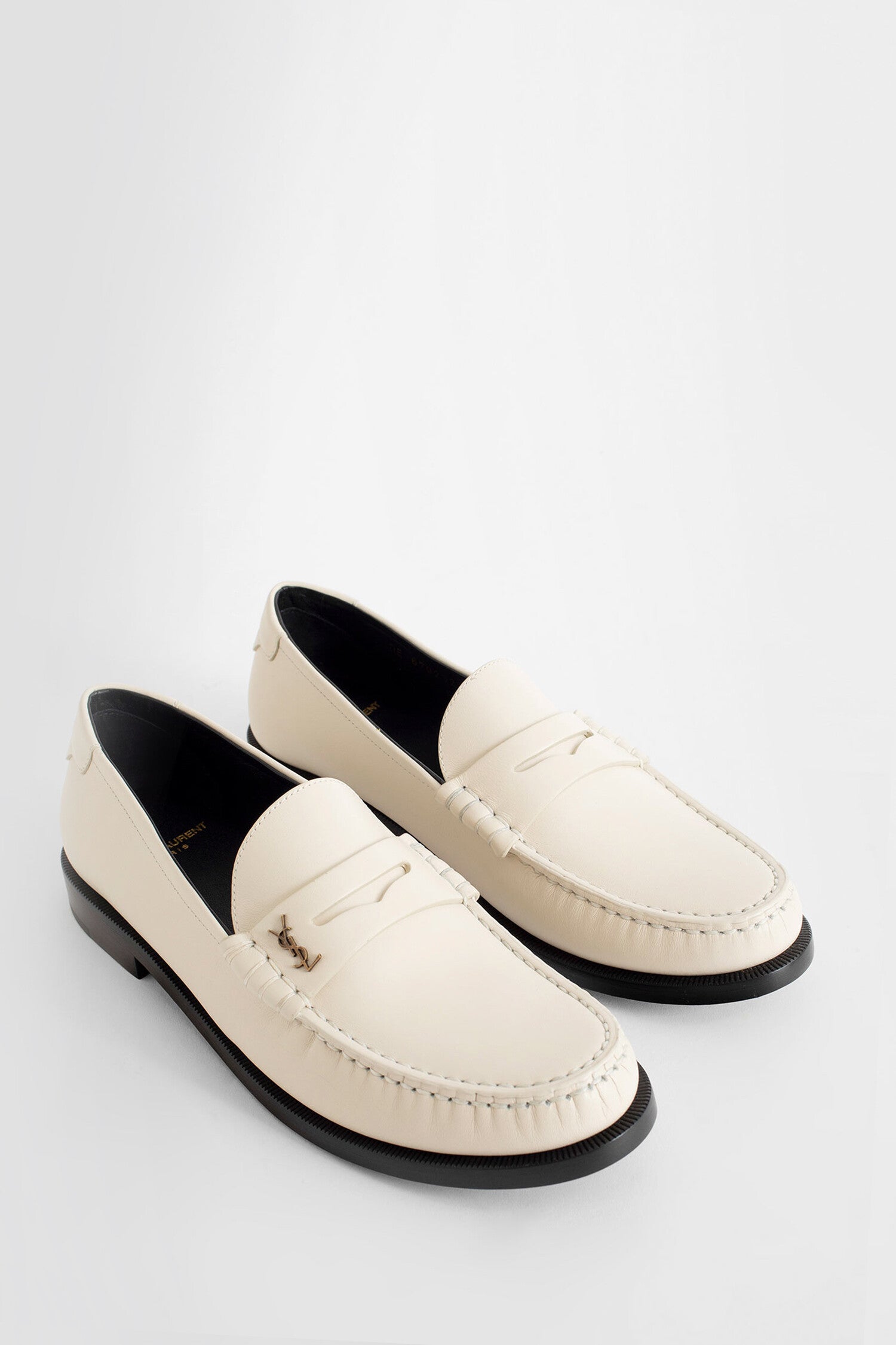 SAINT LAURENT WOMAN OFF-WHITE LOAFERS & FLATS