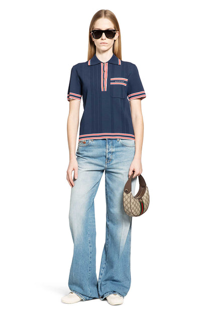 Polo top with striped trim