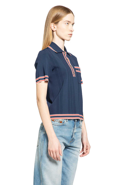 Polo top with striped trim