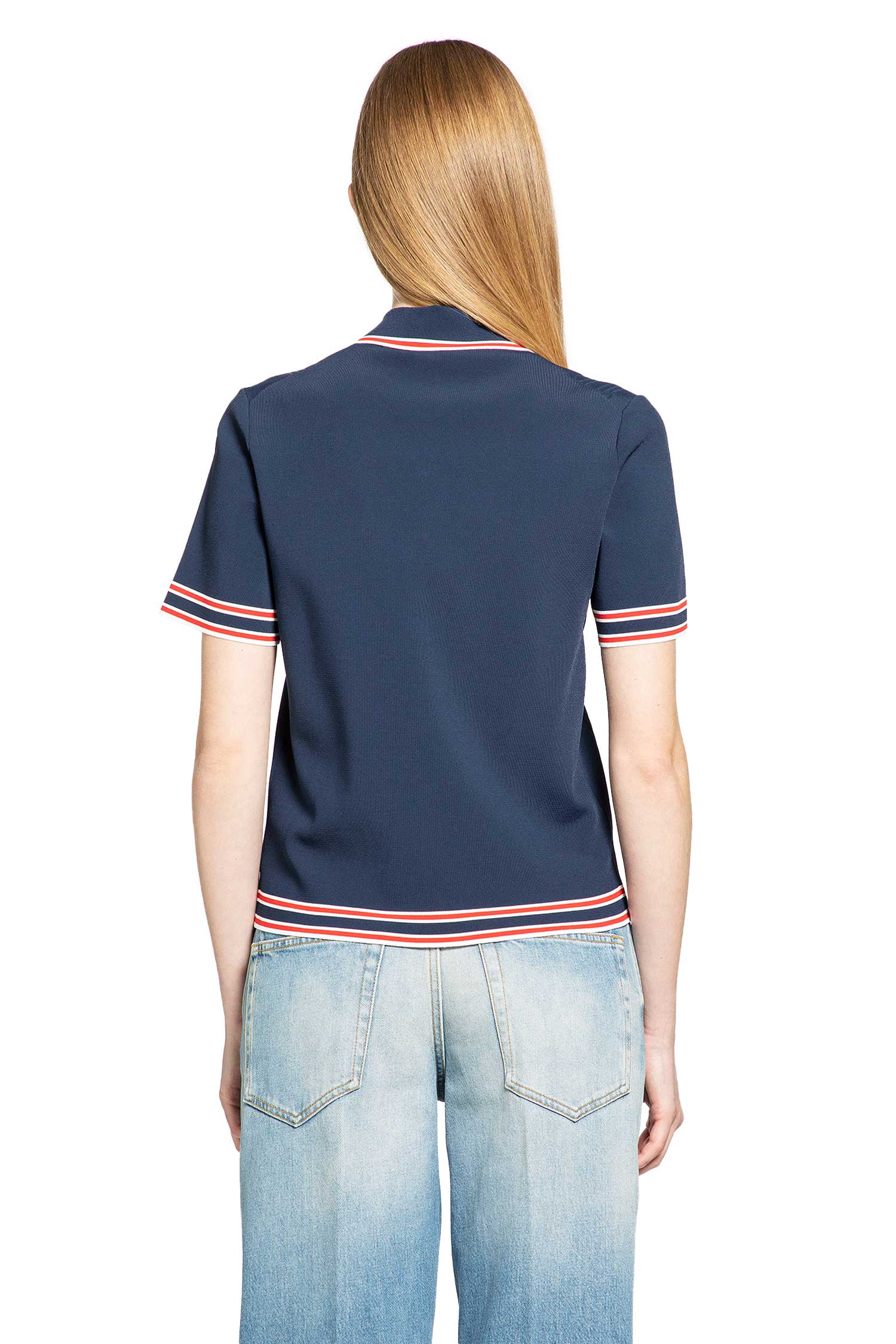 Polo top with striped trim