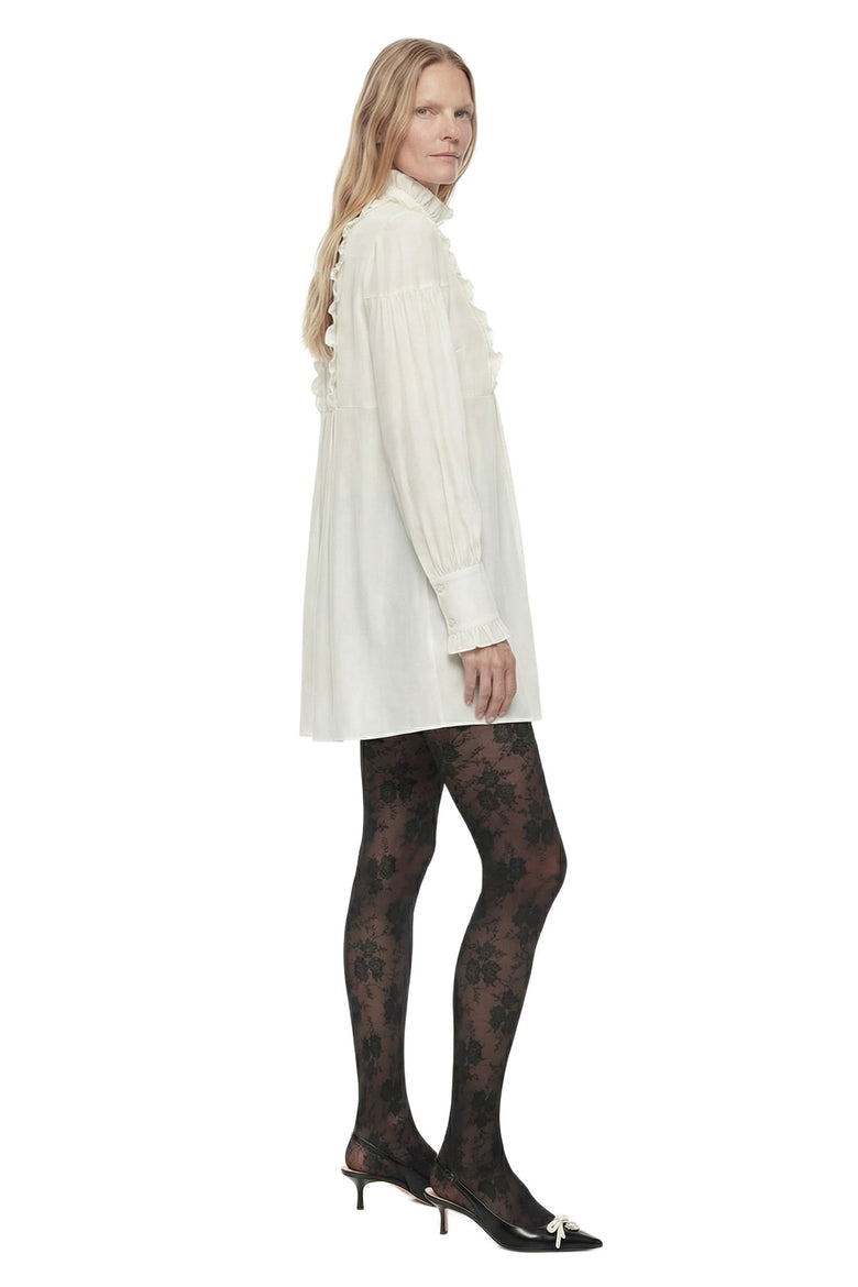 Ruffeled Cotton Blend Mini Dress