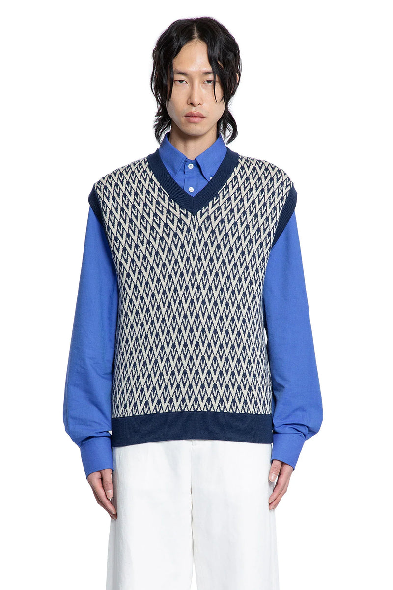 Wool Vest with Toute la V jacquard - Antonioli.eu