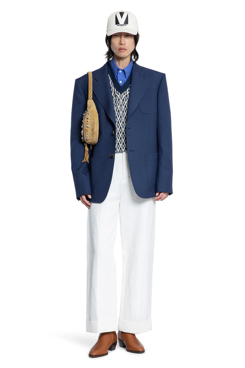 Wool Vest with Toute la V jacquard - Antonioli.eu