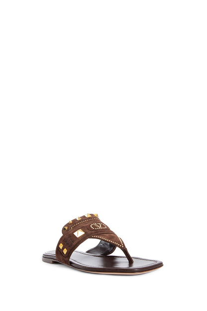 VALENTINO WOMAN BROWN SANDALS & SLIDES