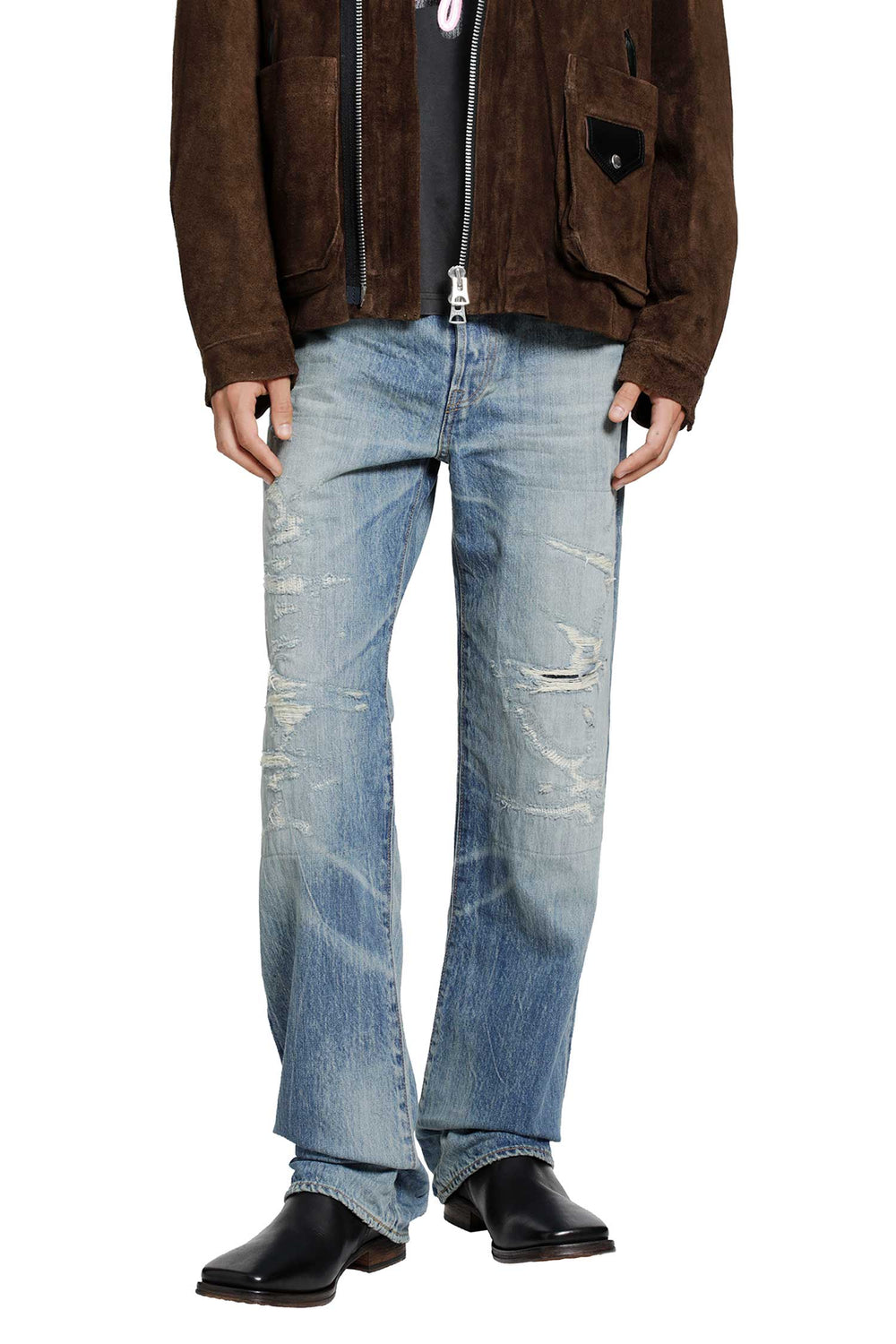 MASTERCRAFT UNION Showa Relaxed Natsu Ao Repaired Jeans man