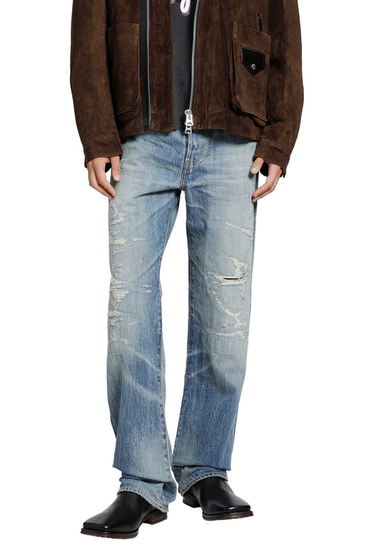 Showa Relaxed Natsu Ao Repaired Jeans