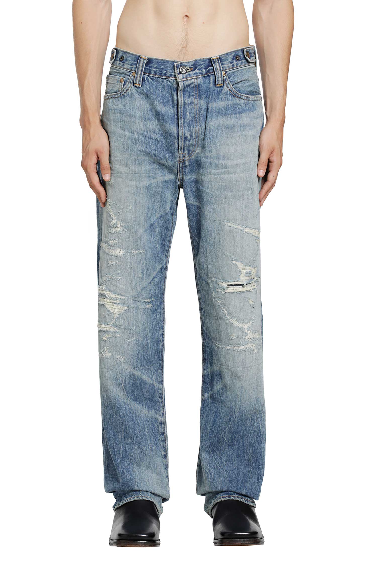 MASTERCRAFT UNION Showa Relaxed Natsu Ao Repaired Jeans man