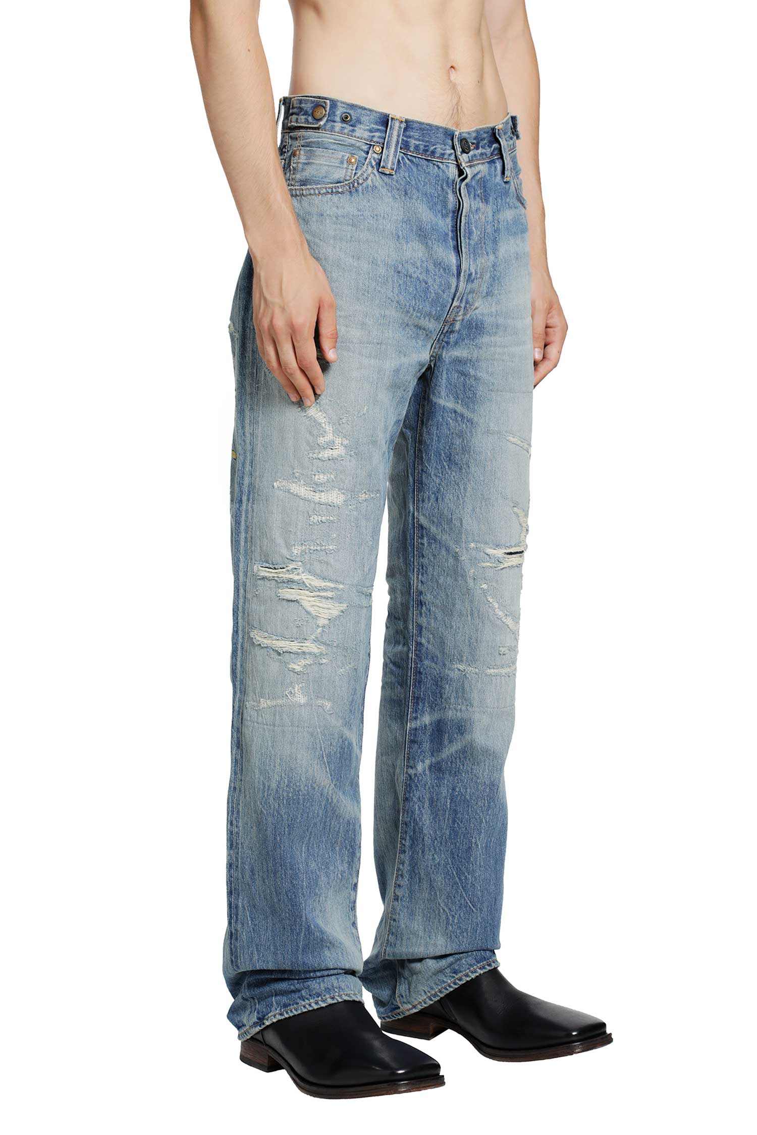 Showa Relaxed Natsu Ao Repaired Jeans