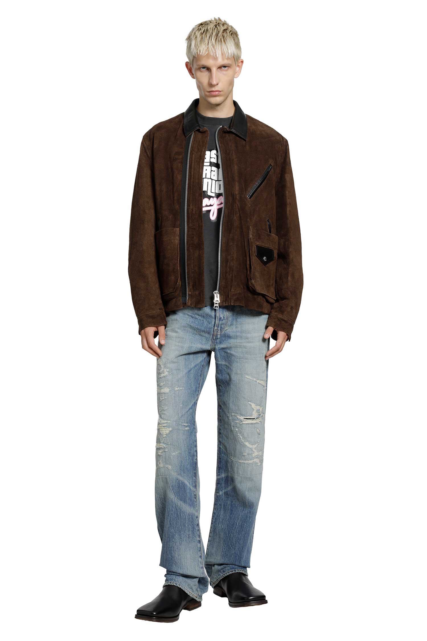 Showa Relaxed Natsu Ao Repaired Jeans