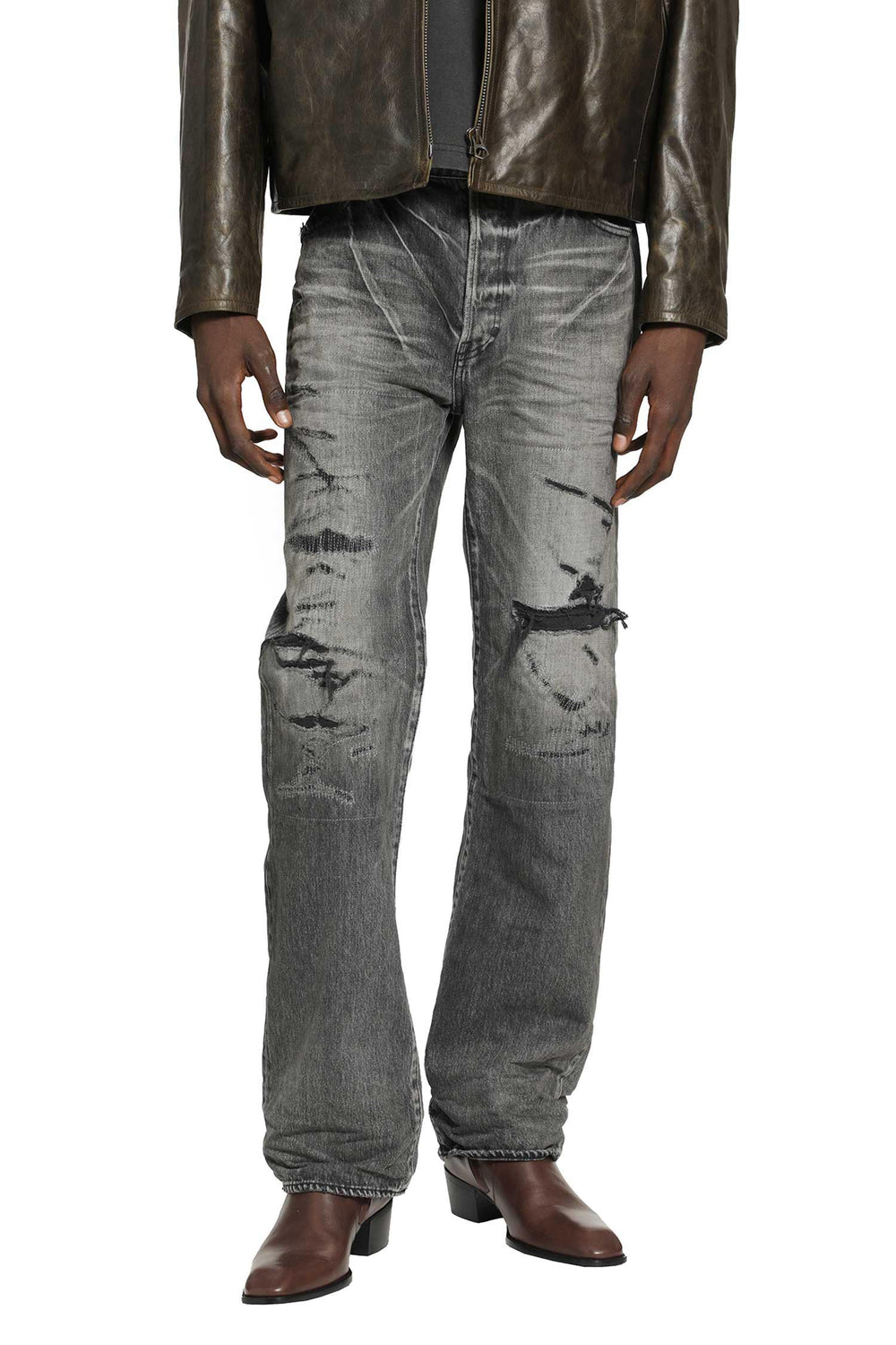 MASTERCRAFT UNION Showa Relaxed 'Kumori' Repaired Jeans man