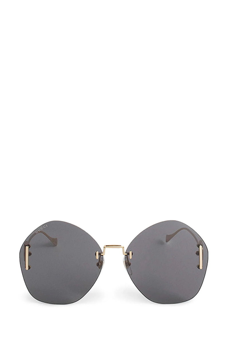 GUCCI Shiny Gold-Metal Geometric Frame Sunglasses woman