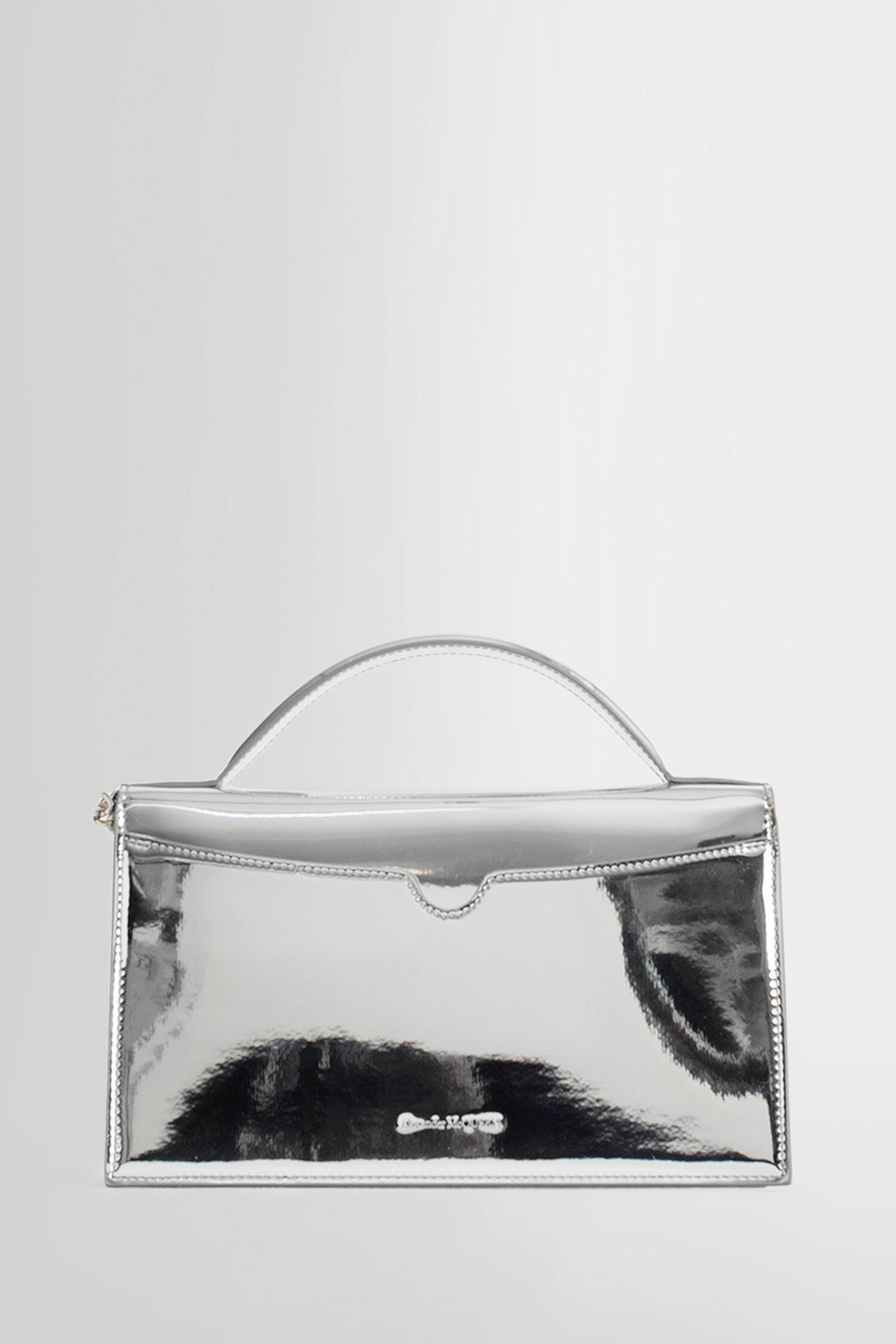 ALEXANDER MCQUEEN WOMAN SILVER TOP HANDLE BAGS