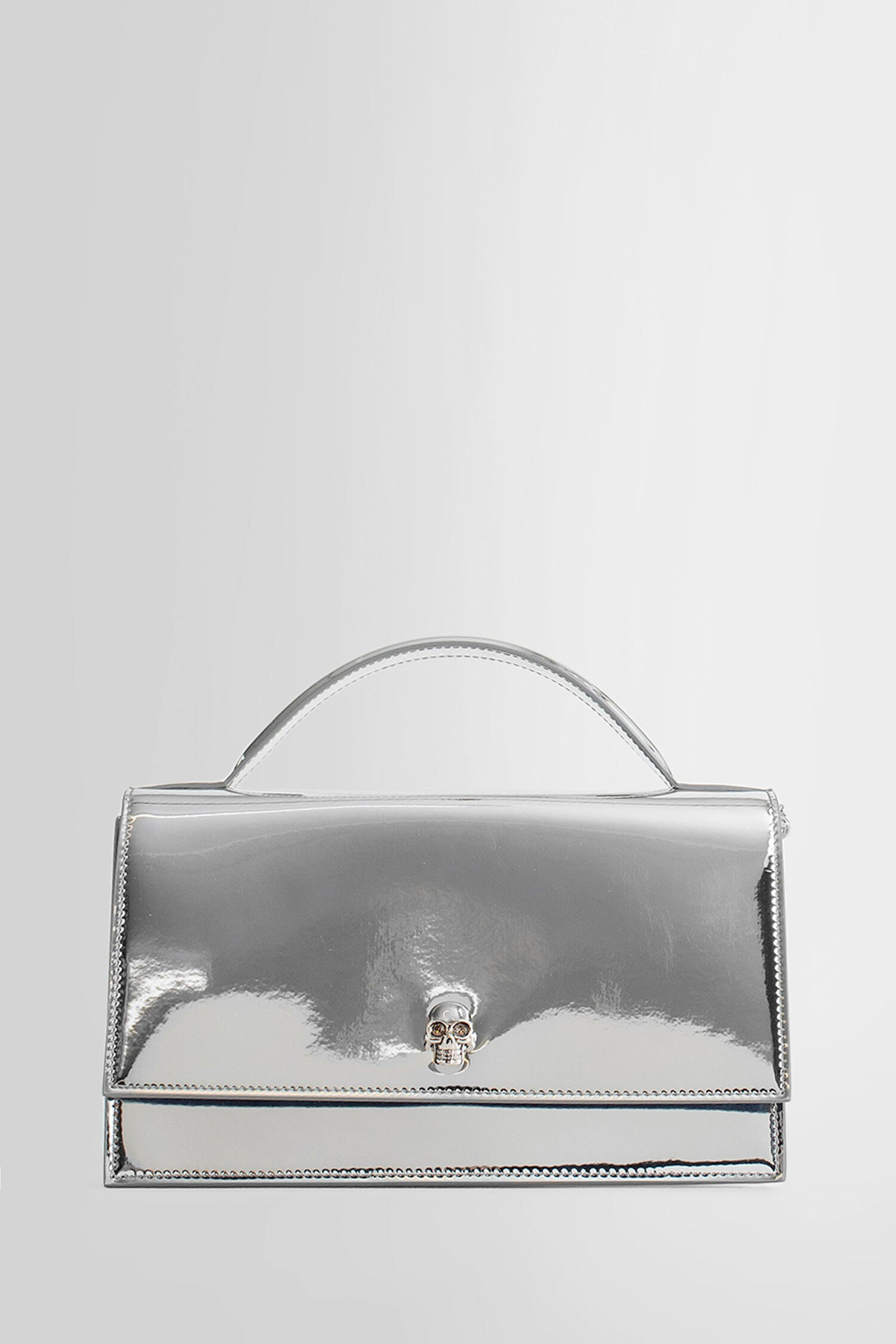 ALEXANDER MCQUEEN WOMAN SILVER TOP HANDLE BAGS