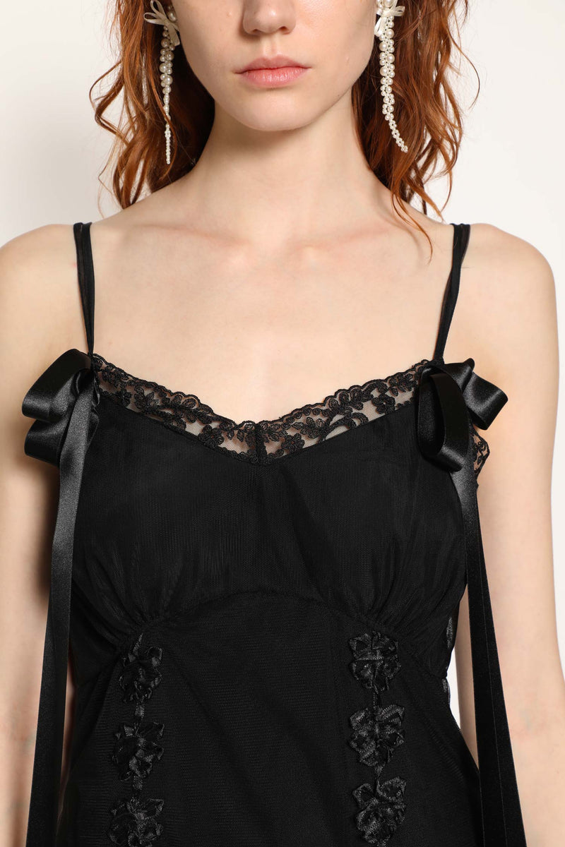 Layered Ribbon Daisy Chain Multi Slit Dress - Antonioli.eu