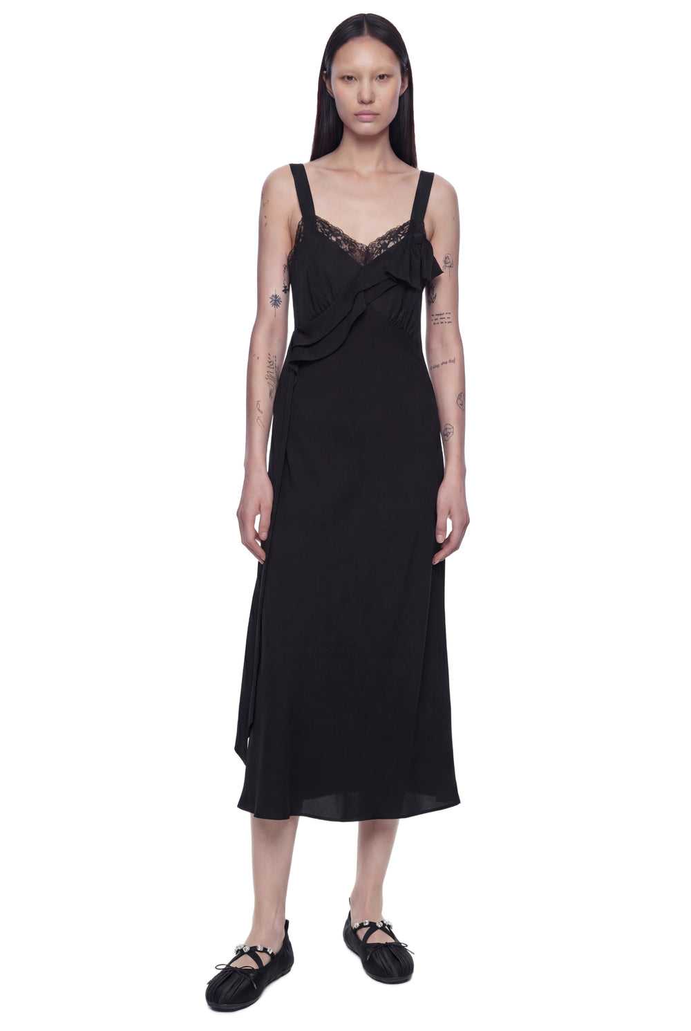 SIMONE ROCHA Bow Sash Slip Midi Dress woman
