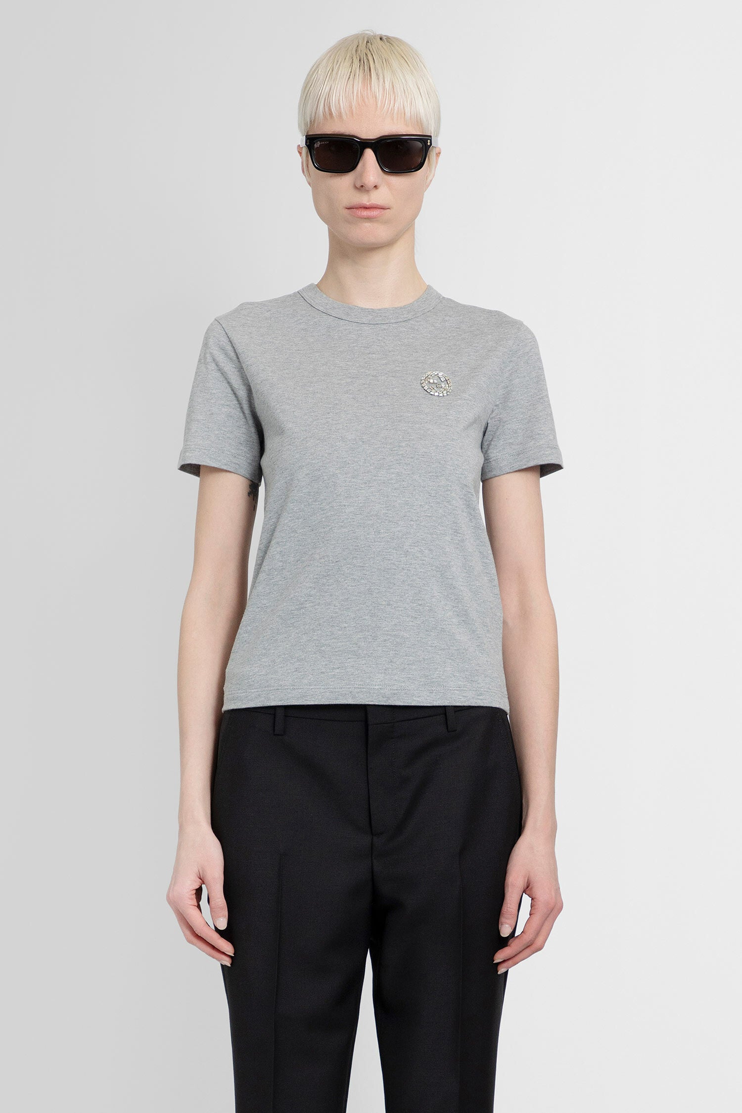 GUCCI WOMAN GREY T-SHIRTS