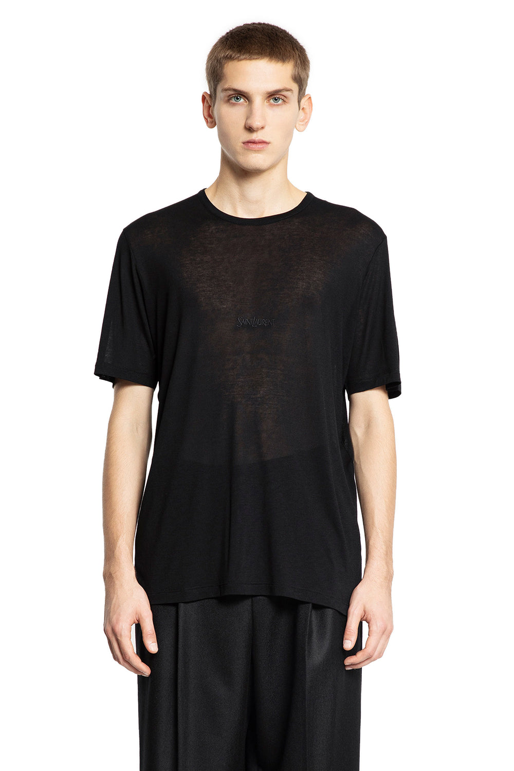 SAINT LAURENT MAN BLACK T-SHIRTS & TANK TOPS