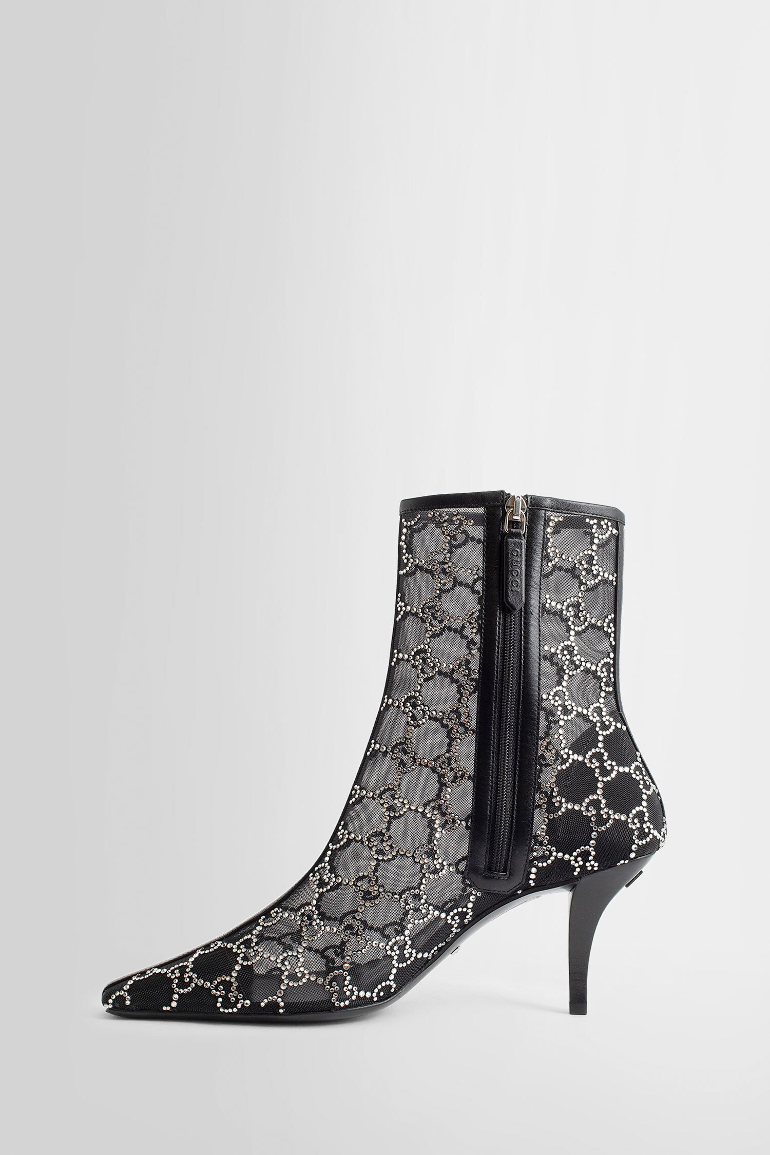 GUCCI Gg Crystal Mesh Midheel Boots woman