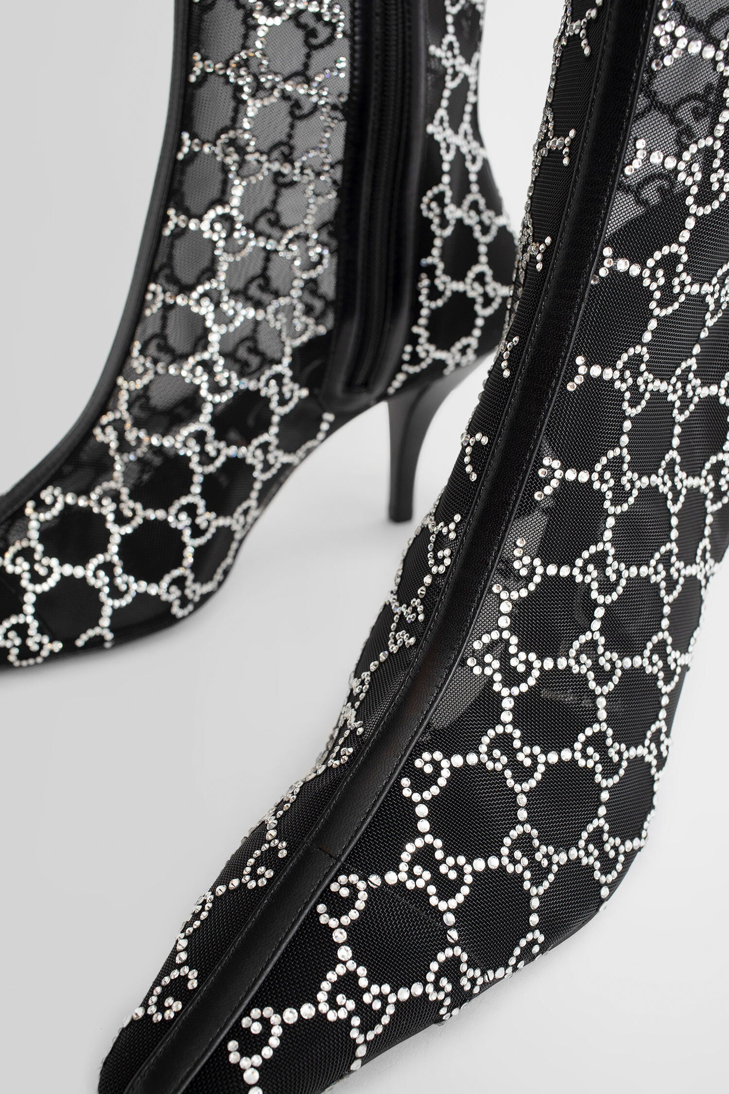 GUCCI Gg Crystal Mesh Midheel Boots woman