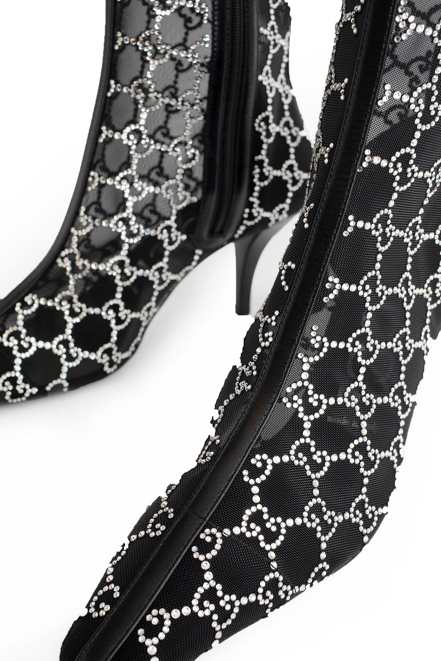 GG Crystal Mesh Ankle Boots