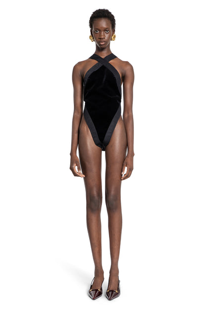 SAINT LAURENT WOMAN BLACK BODYSUITS