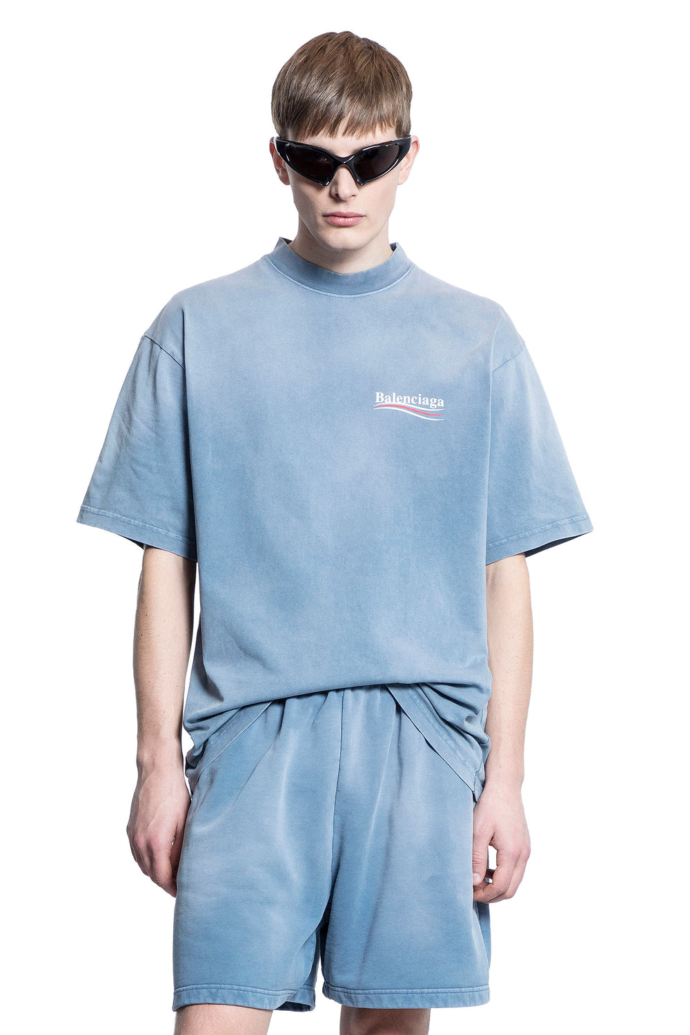 BALENCIAGA MAN BLUE T-SHIRTS & TANK TOPS