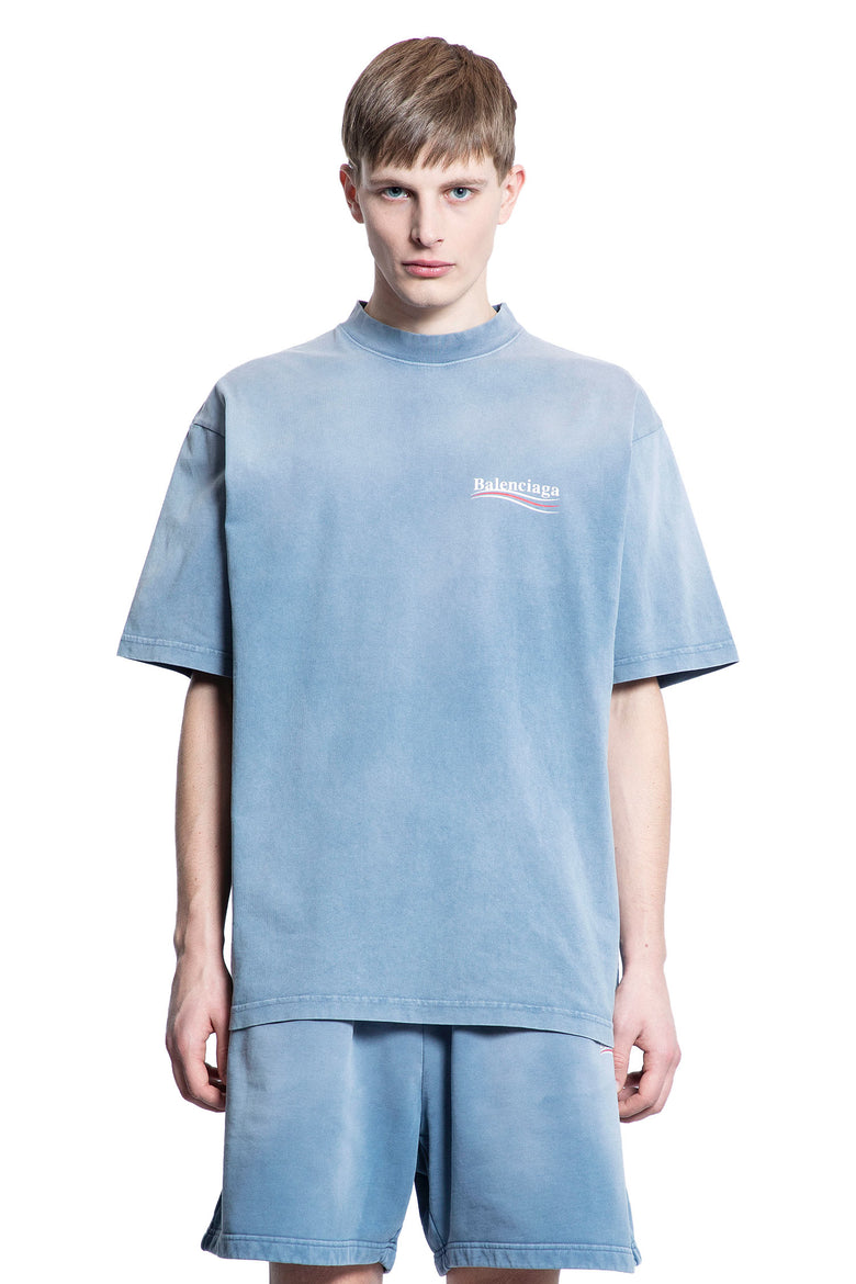 BALENCIAGA MAN BLUE T-SHIRTS & TANK TOPS