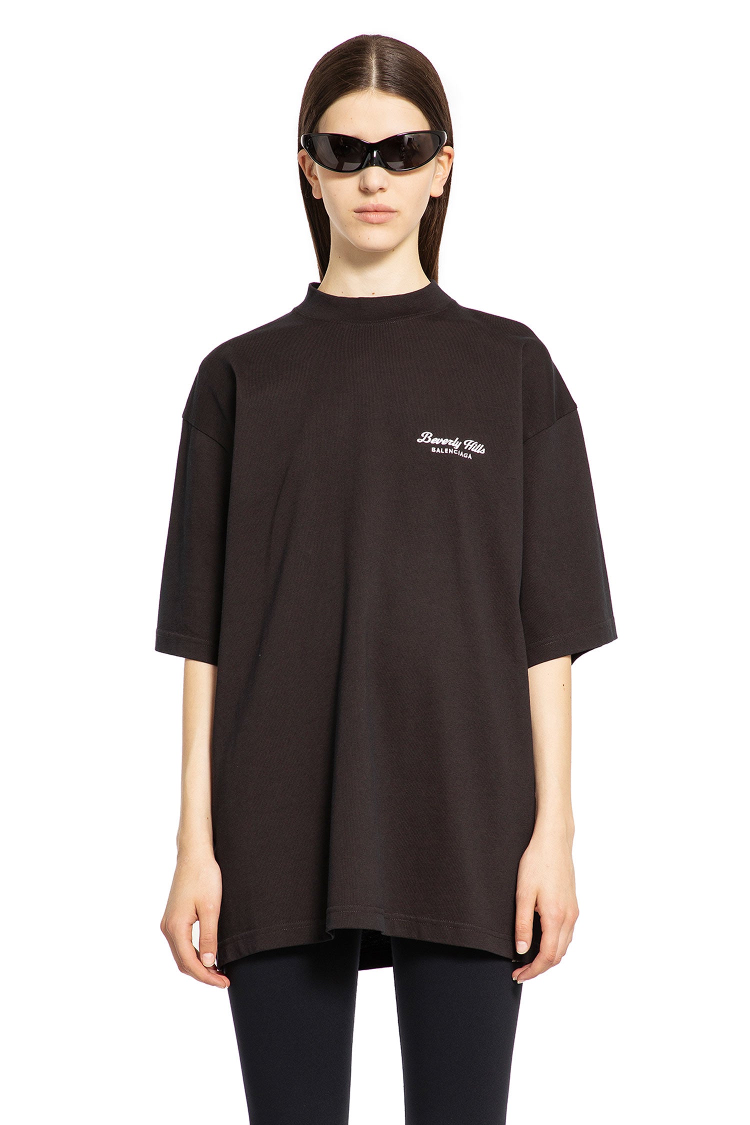 BALENCIAGA WOMAN BLACK T-SHIRTS & TANK TOPS