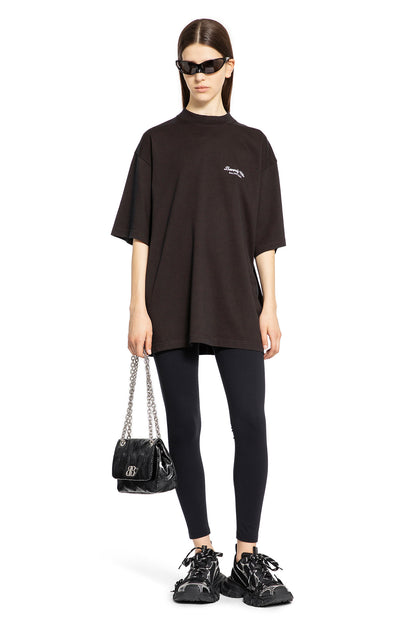 BALENCIAGA WOMAN BLACK T-SHIRTS & TANK TOPS