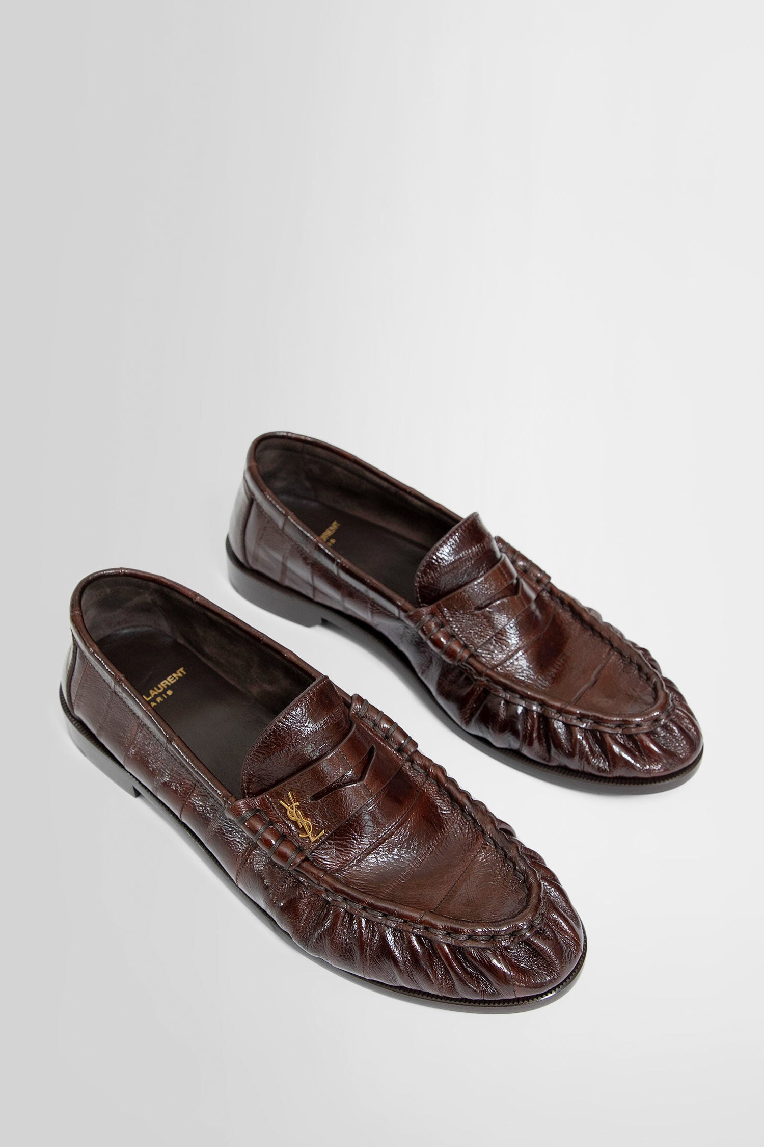 SAINT LAURENT WOMAN BROWN LOAFERS