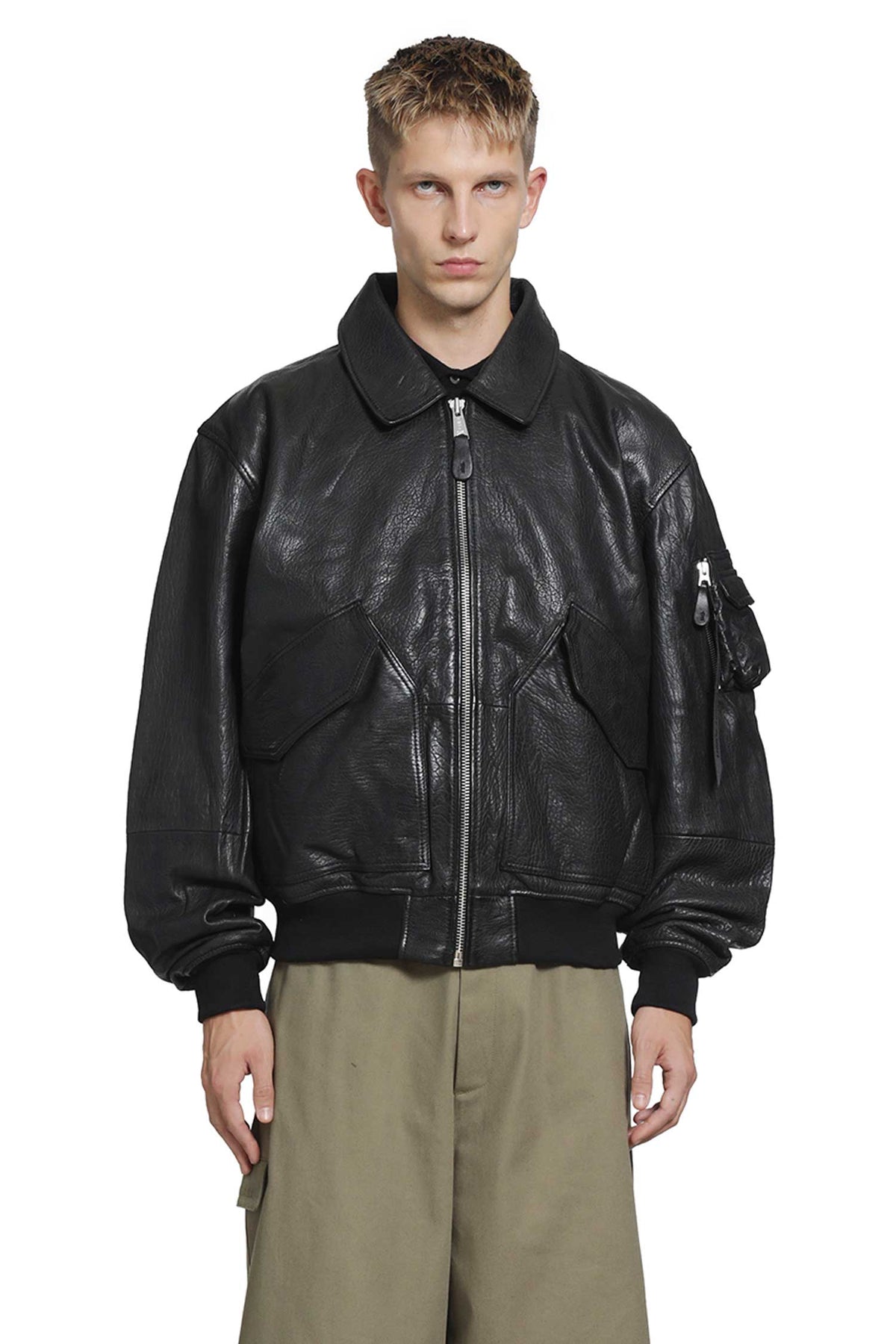 ALPHA INDUSTRIES CWU-36/P Leather UV Loose Bomber Jacket man