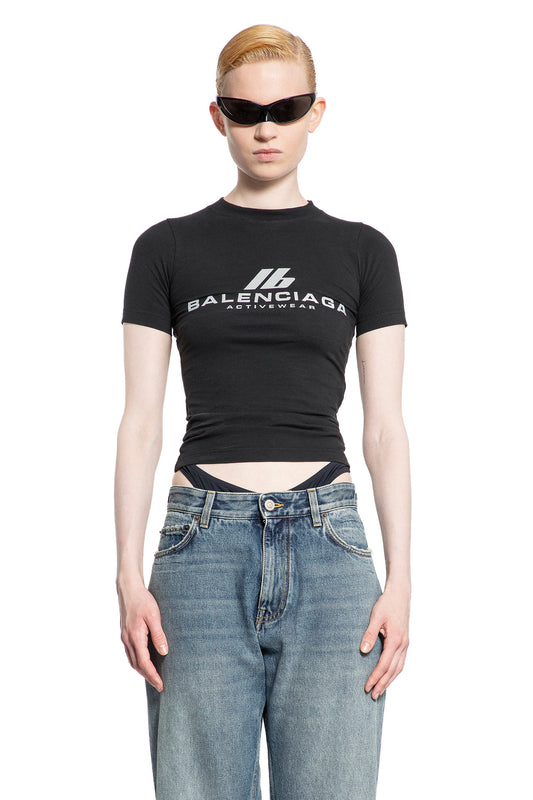 BALENCIAGA WOMAN BLACK T-SHIRTS & TANK TOPS