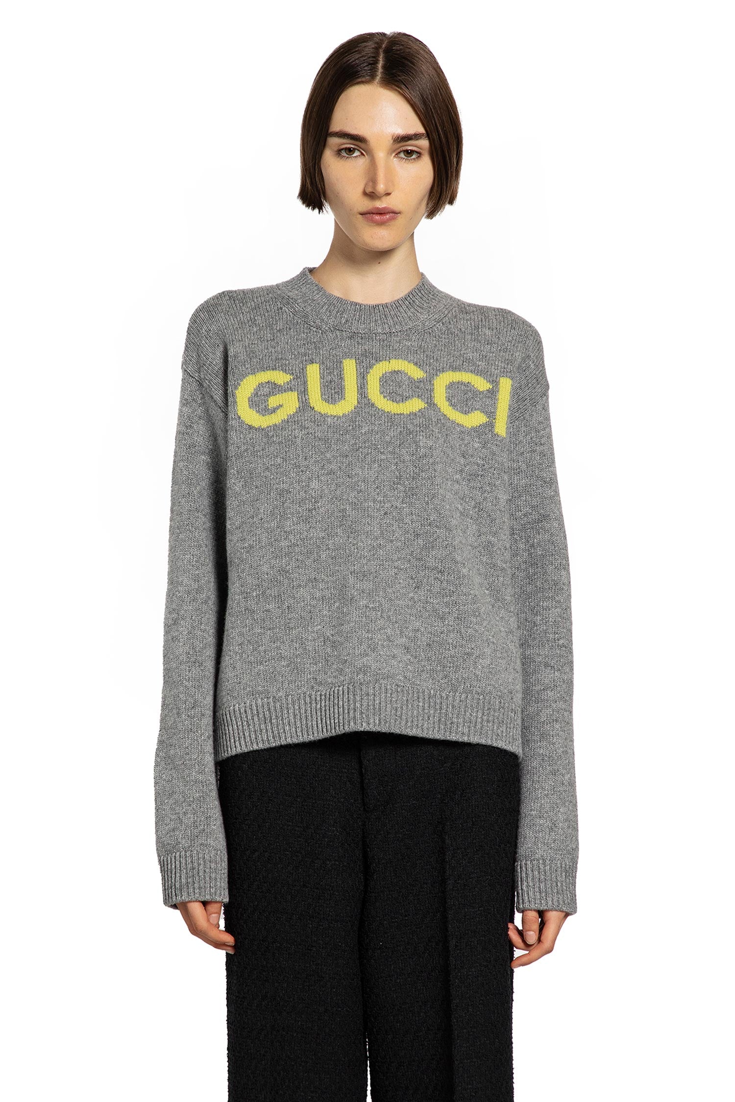 GUCCI WOMAN GREY T-SHIRTS & TANK TOPS