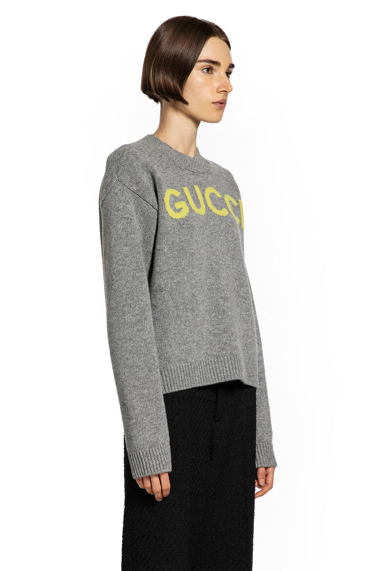 GUCCI WOMAN GREY T-SHIRTS & TANK TOPS