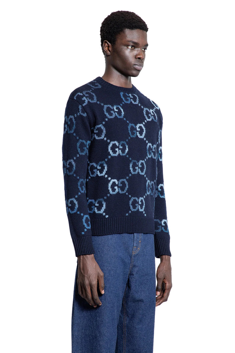 GUCCI MAN BLUE KNITWEAR