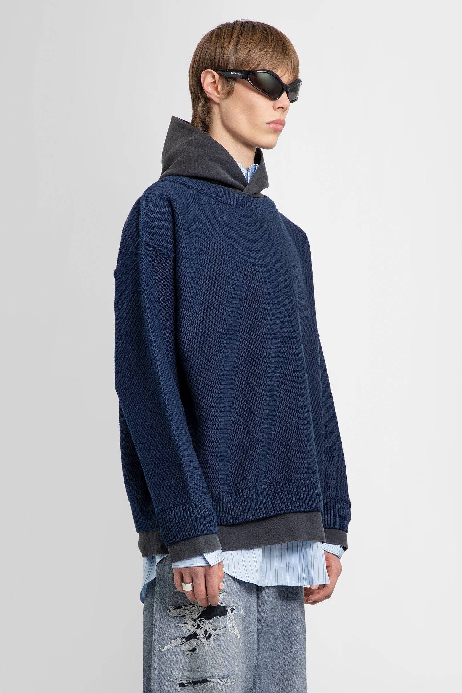 BALENCIAGA MAN BLUE KNITWEAR