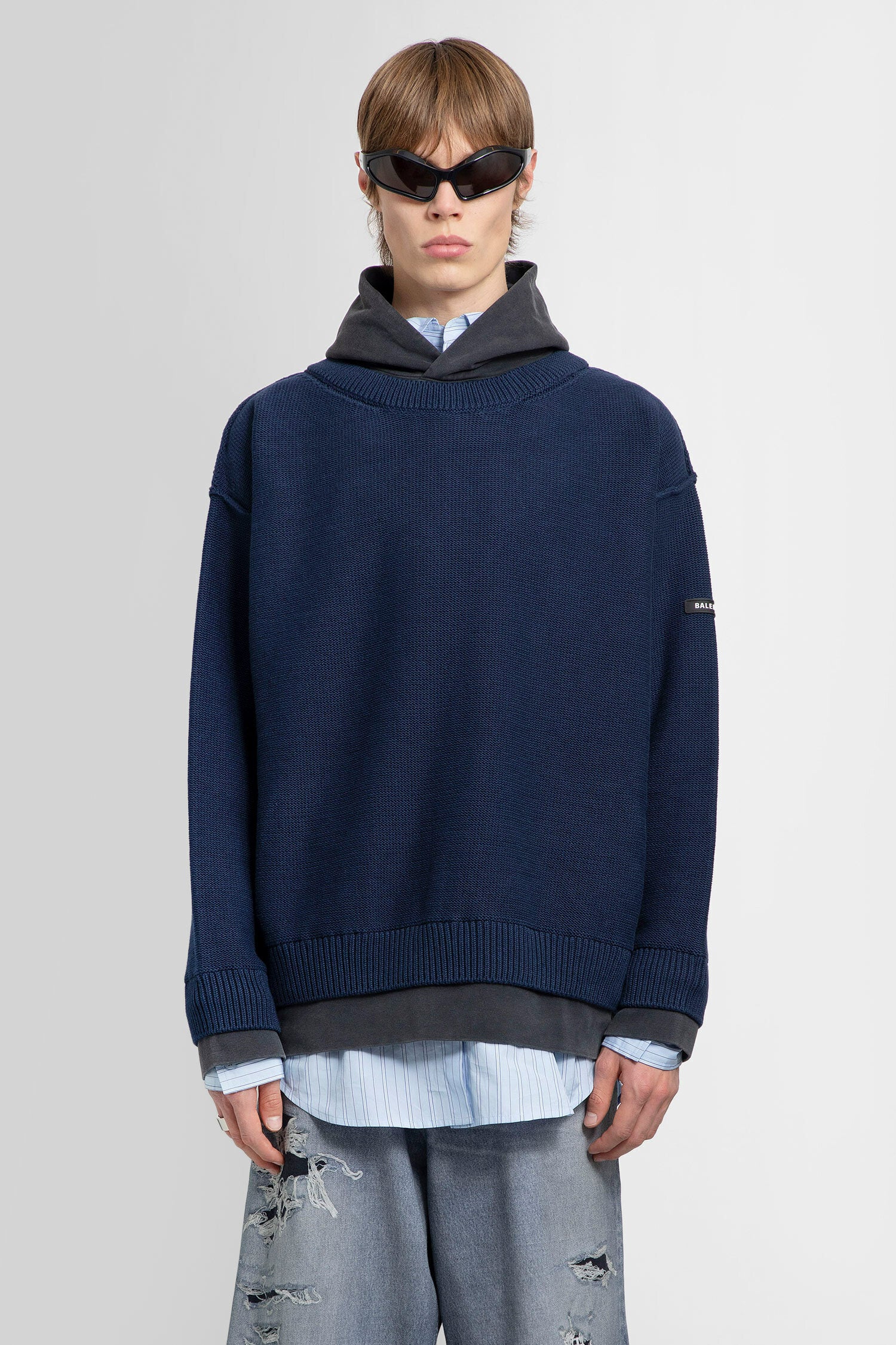 BALENCIAGA MAN BLUE KNITWEAR