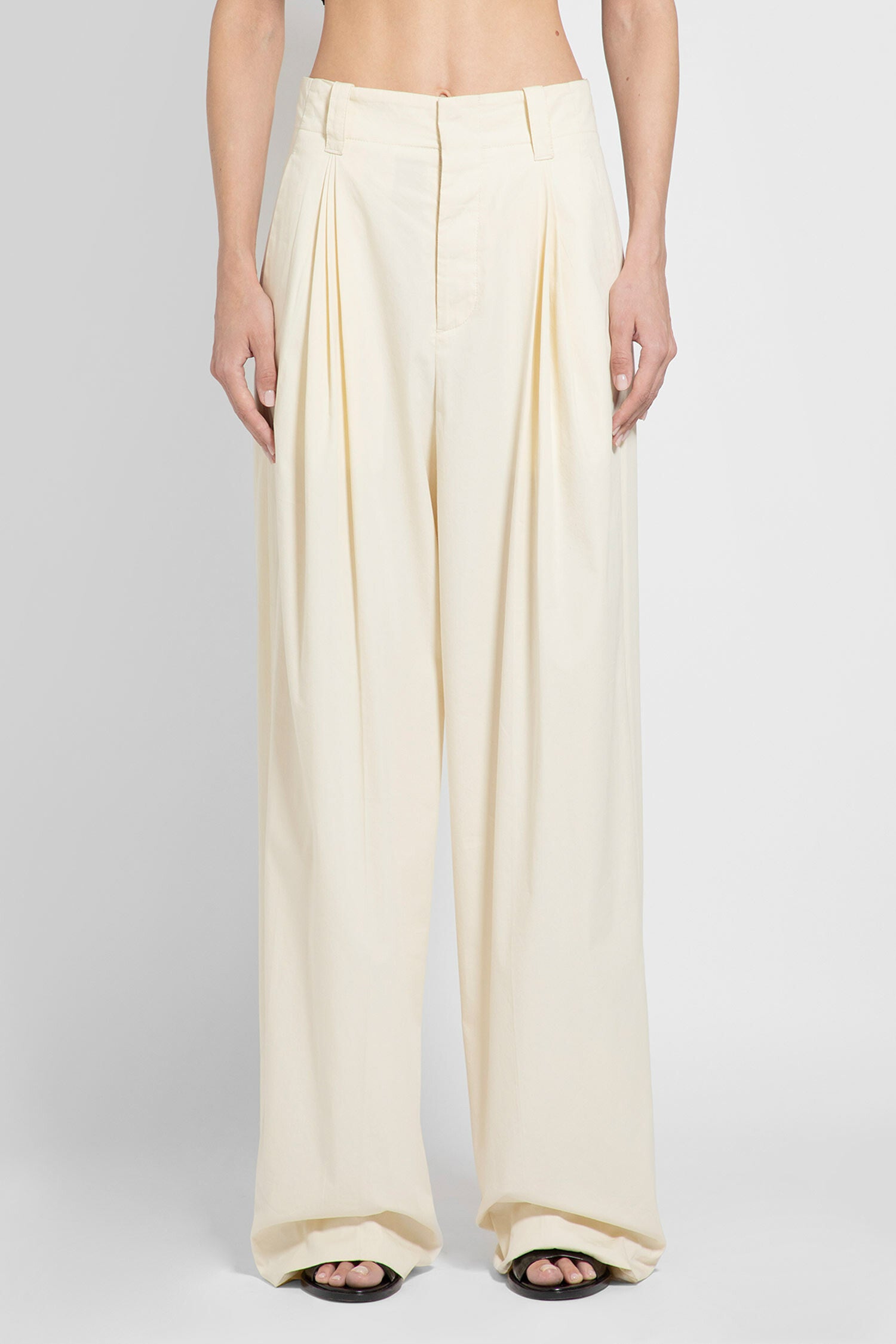 BOTTEGA VENETA WOMAN BEIGE TROUSERS