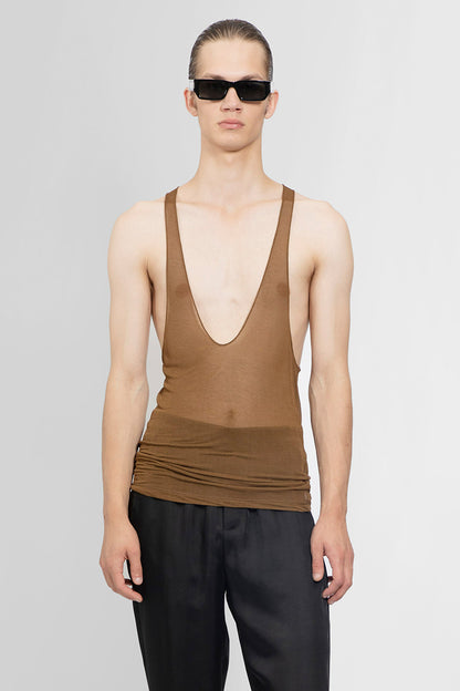 Antonioli SAINT LAURENT MAN BROWN T-SHIRTS & TANK TOPS