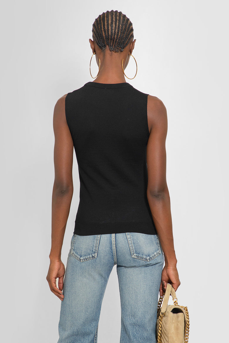 SAINT LAURENT WOMAN BLACK T-SHIRTS & TANK TOPS