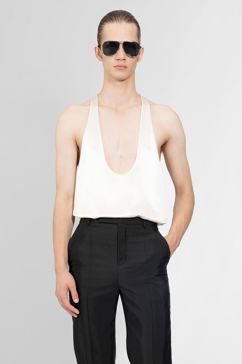 SAINT LAURENT MAN WHITE T-SHIRTS & TANK TOPS