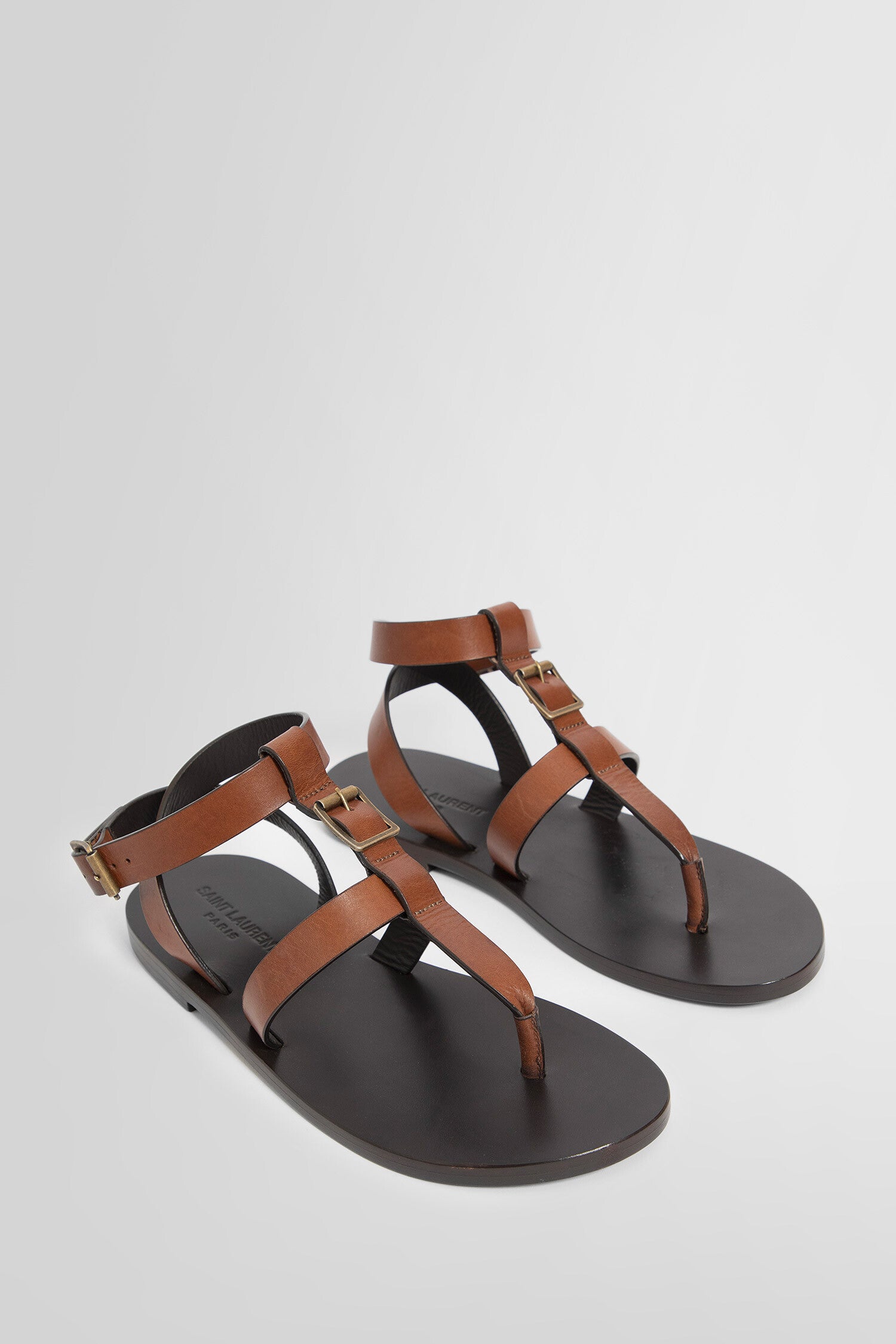 SAINT LAURENT WOMAN BROWN SANDALS