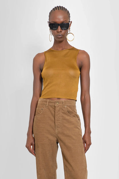 Antonioli SAINT LAURENT WOMAN BROWN T-SHIRTS & TANK TOPS