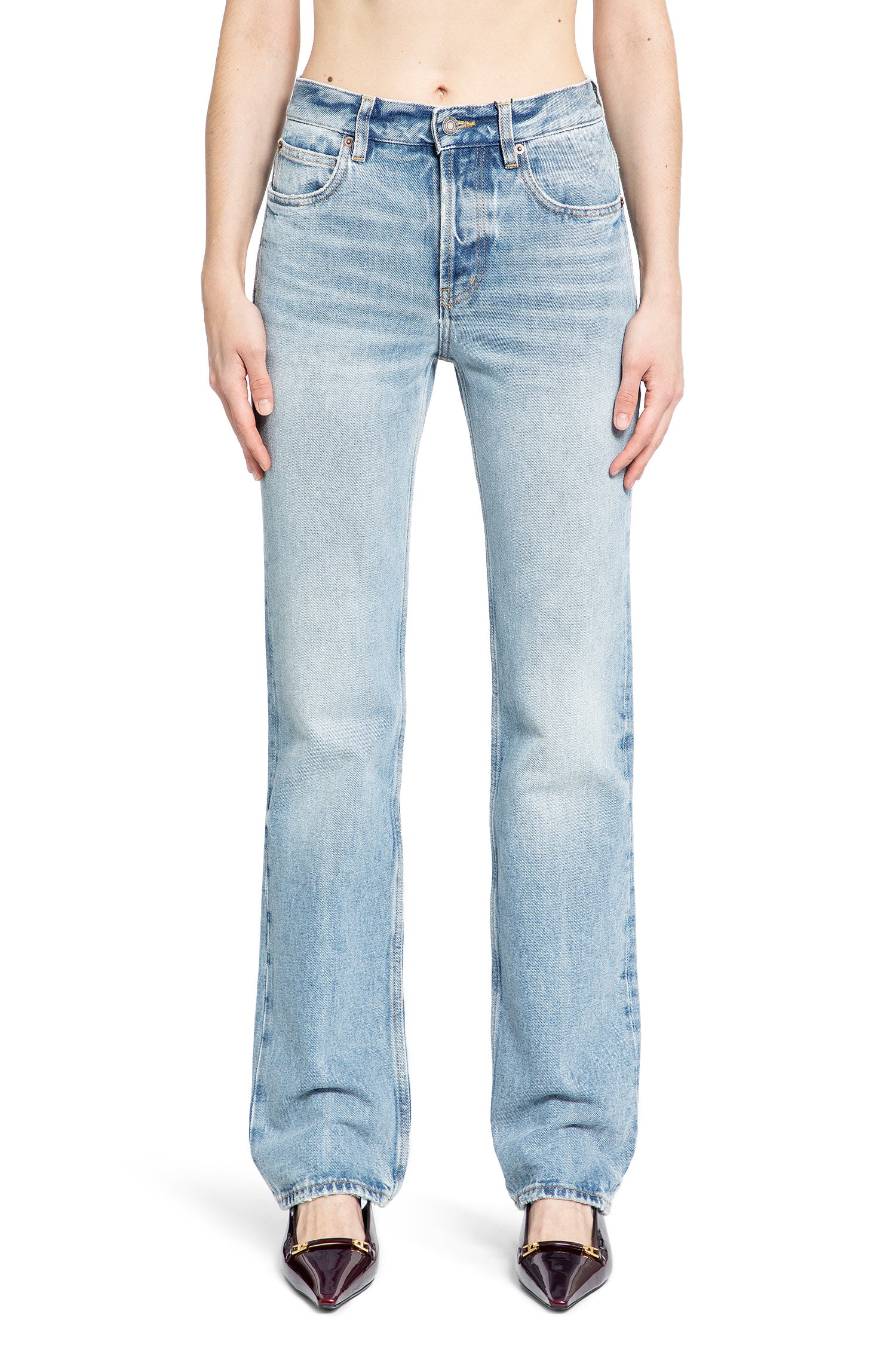 SAINT LAURENT WOMAN BLUE JEANS