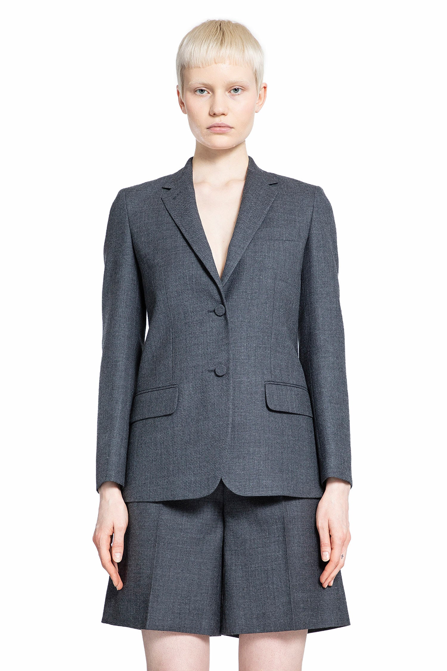 Gucci Single-breasted Wool Grisaille Blazer In Gray