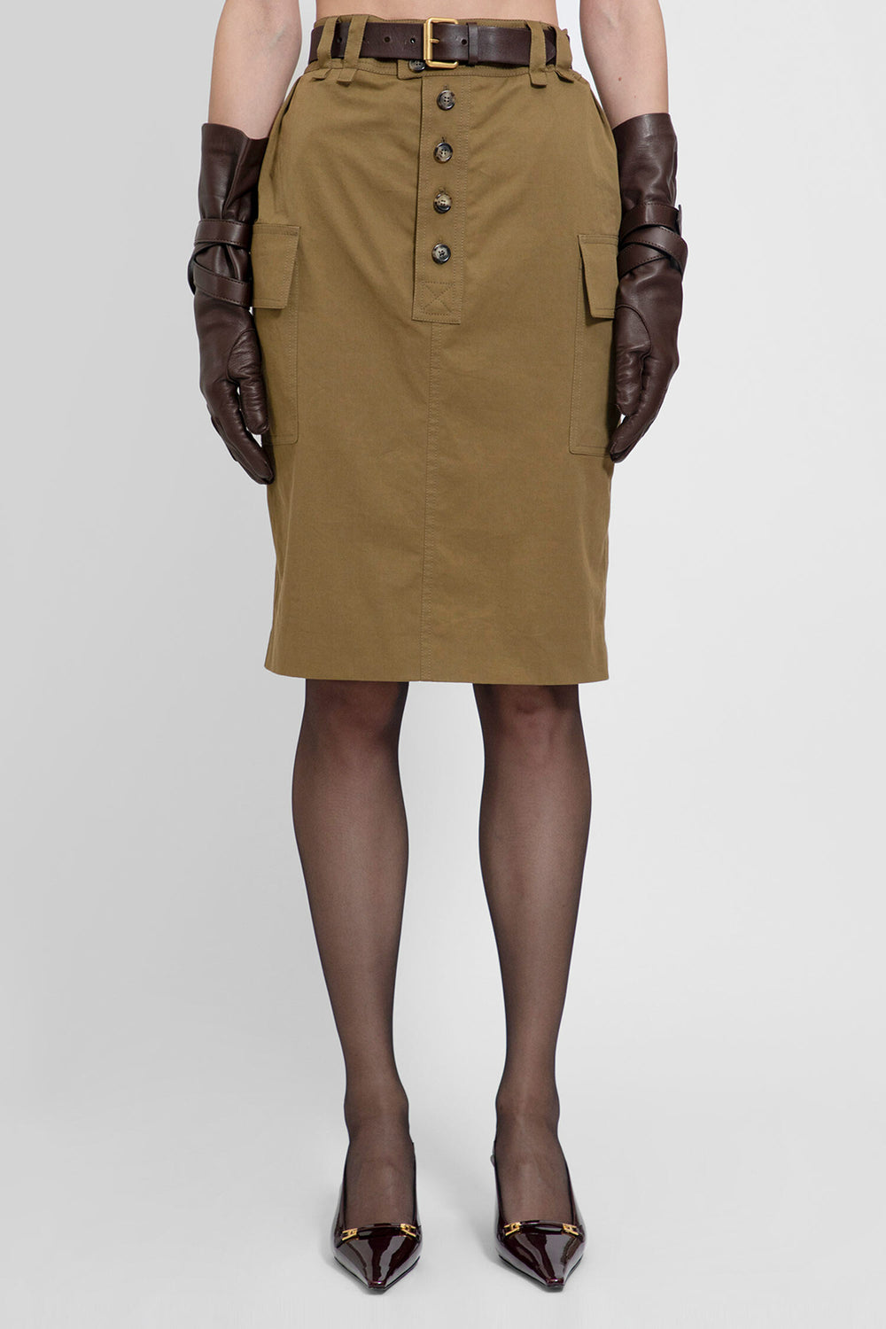 SAINT LAURENT WOMAN BROWN SKIRTS