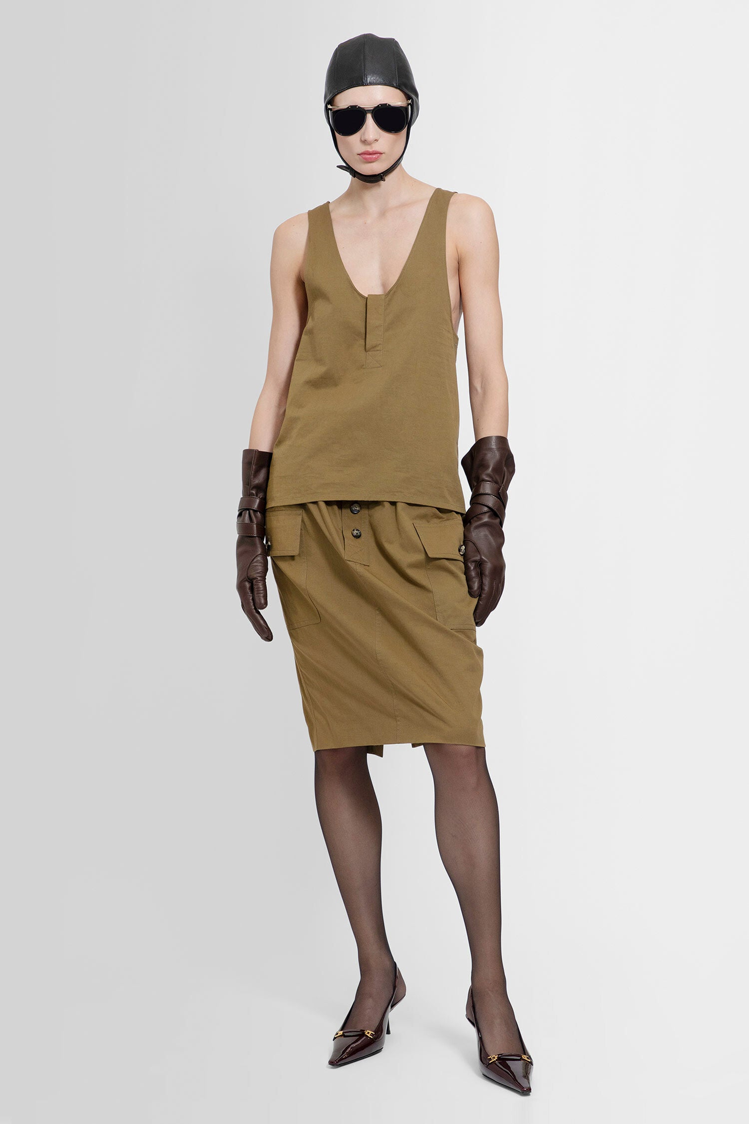 SAINT LAURENT WOMAN BROWN SKIRTS