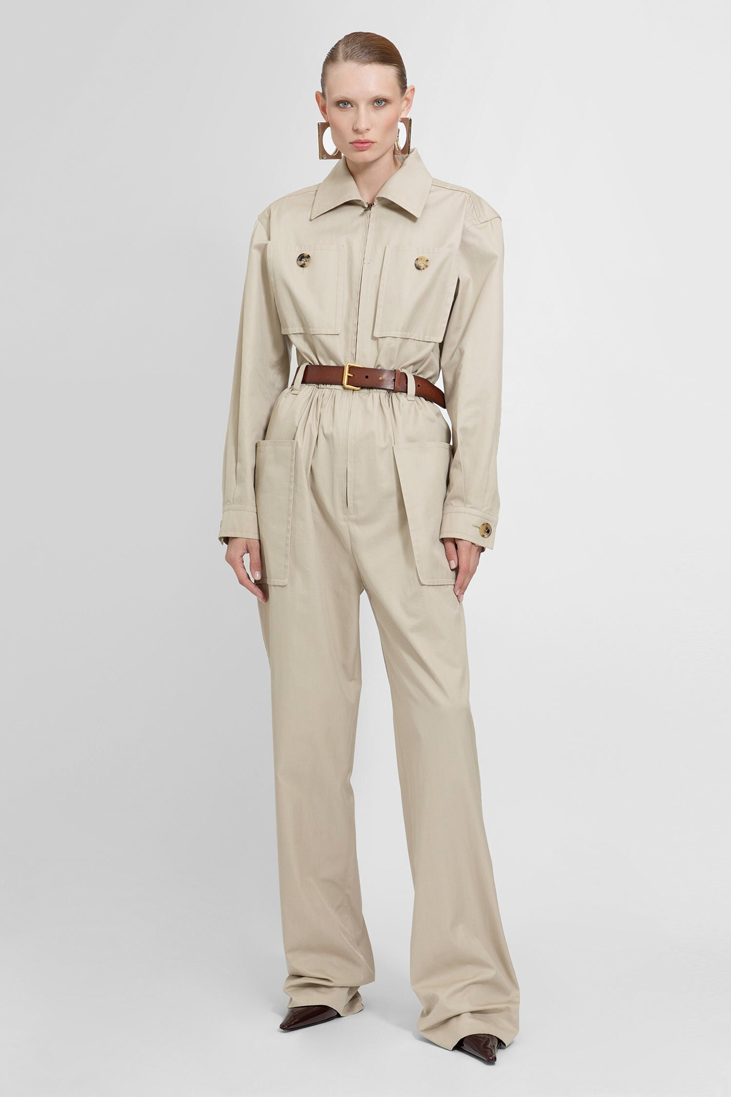 SAINT LAURENT WOMAN BEIGE JUMPSUITS