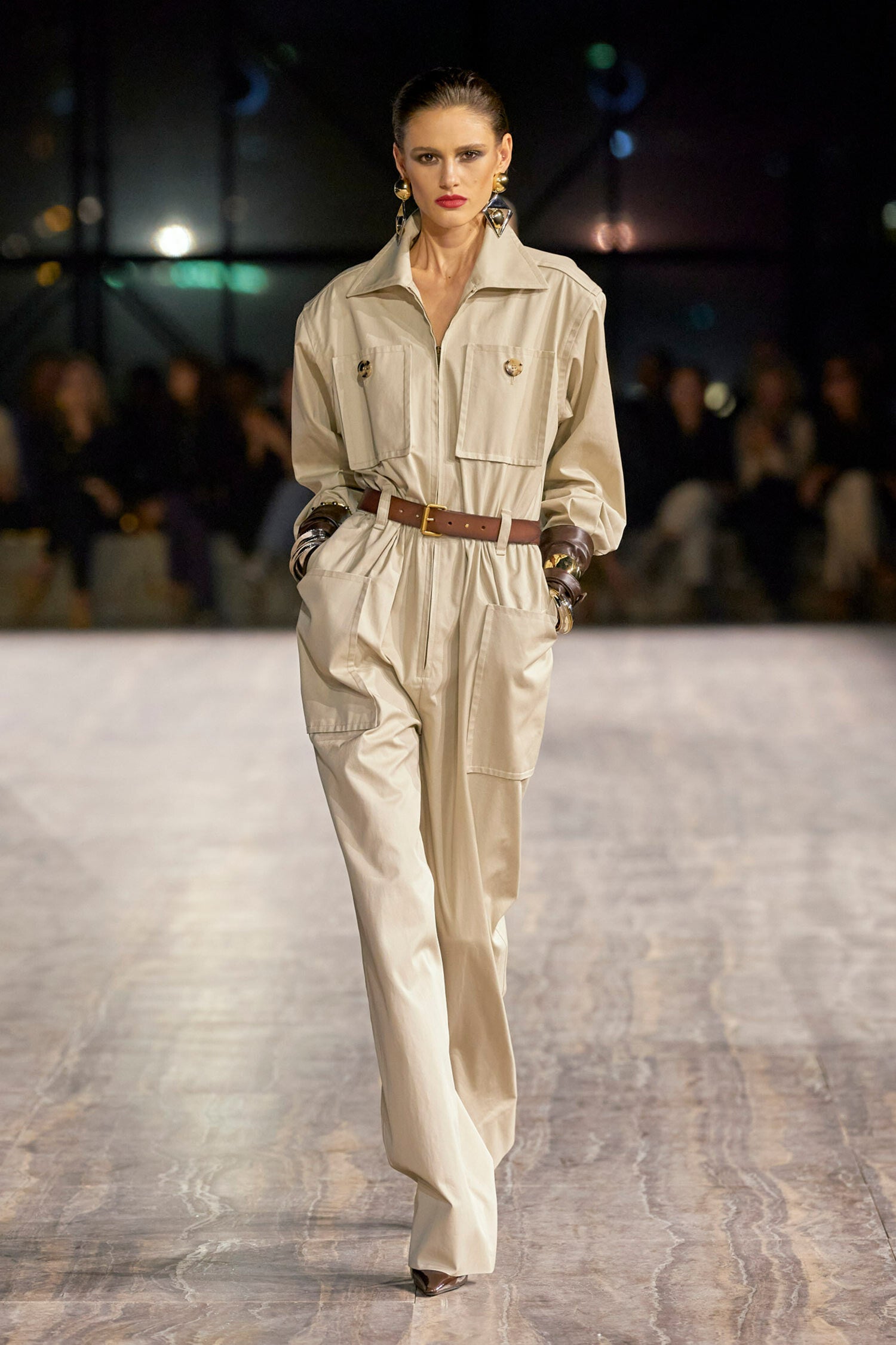 SAINT LAURENT WOMAN BEIGE JUMPSUITS