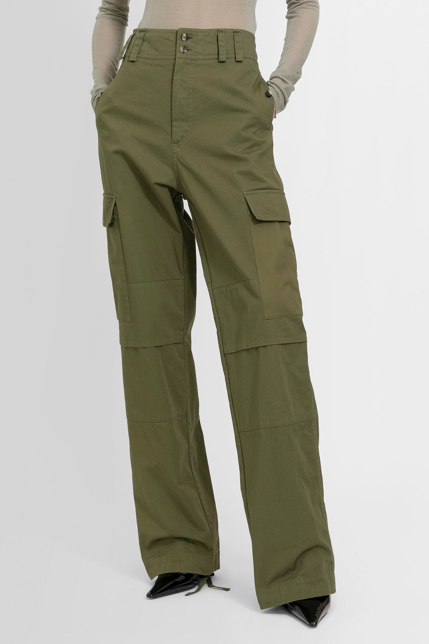 SAINT LAURENT WOMAN GREEN TROUSERS